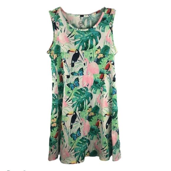 WONDER NATION TROPICAL PRINT SUMMER TANK DRESS XL NWOT - Picture 5 of 7